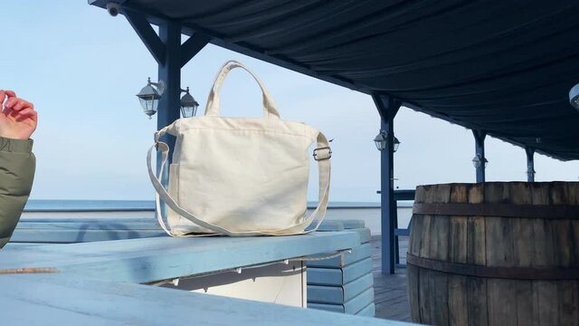 ECO bag on the terrace. Sea