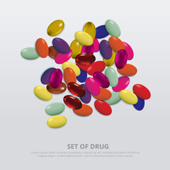 Group of Drug Realistic Vector Illustration