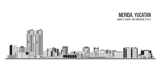 Fototapeta premium Cityscape Building Abstract Simple shape and modern style art Vector design - Merida city ,Yucatan