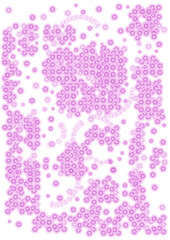 pink bubbles cell in variation of size and direction.