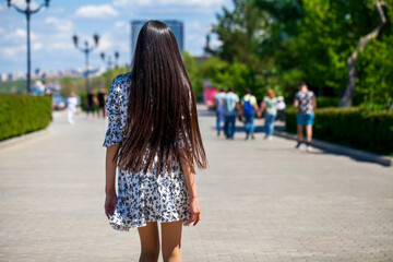 Back rear view brunette hair model