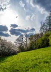 Country landscape in sunshine in Germany