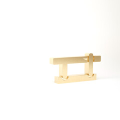 Gold Parking car barrier icon isolated on white background. Street road stop border. 3d illustration 3D render