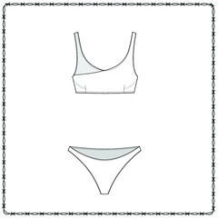 women's lingerie  editable fashion flat sketch for creating new designs mockup