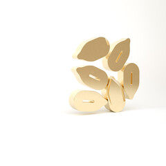 Gold Seeds of a specific plant icon isolated on white background. 3d illustration 3D render