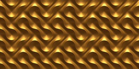 3D illustration white seamless pattern waves light and shadow. Wall decorative panel