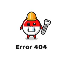 error 404 with the cute indonesia flag badge mascot
