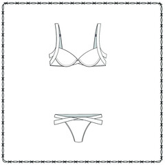 Obraz na płótnie Canvas women's lingerie editable fashion flat sketch for creating new designs mockup