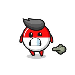 the illustration of the indonesia flag badge cartoon doing fart