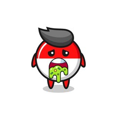 the cute indonesia flag badge character with puke