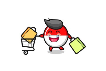 black Friday illustration with cute indonesia flag badge mascot
