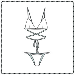 women's lingerie  editable fashion flat sketch for creating new designs mockup