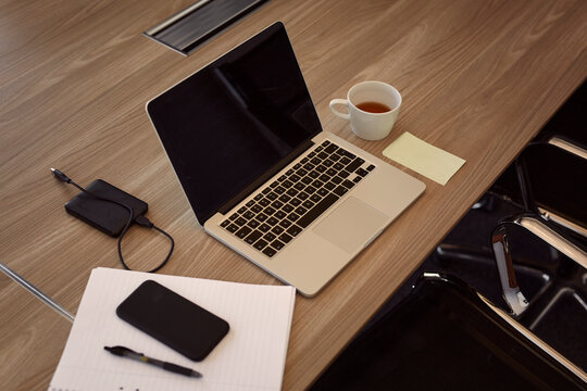 Laptop on meeting table