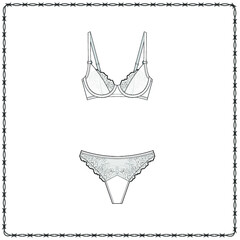 women's lingerie  editable fashion flat sketch for creating new designs mockup