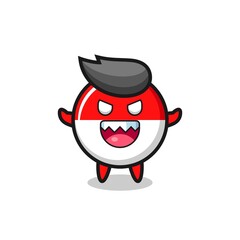 illustration of evil indonesia flag badge mascot character