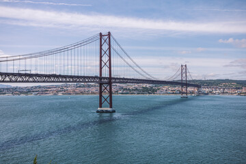 wide panorama of the great san francisco bridge. river under the bridge and beautiful landscape