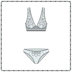 women's lingerie  editable fashion flat sketch for creating new designs mockup