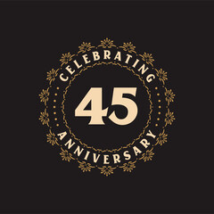 45 anniversary celebration, Greetings card for 45 years anniversary