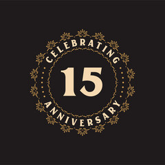 15 anniversary celebration, Greetings card for 15 years anniversary