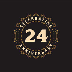 24 anniversary celebration, Greetings card for 24 years anniversary