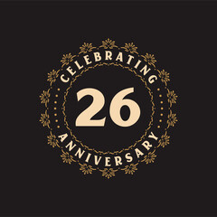 26 anniversary celebration, Greetings card for 26 years anniversary