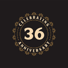36 anniversary celebration, Greetings card for 36 years anniversary