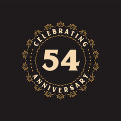 54 anniversary celebration, Greetings card for 54 years anniversary