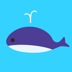 シンプルでかわいいクジラのイラスト フラットデザイン