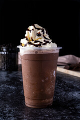 cold frappe in a dark background