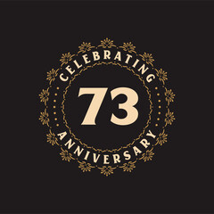 73 anniversary celebration, Greetings card for 73 years anniversary