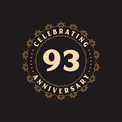 93 anniversary celebration, Greetings card for 93 years anniversary