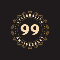 99 anniversary celebration, Greetings card for 99 years anniversary