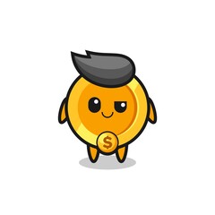 dollar currency coin cartoon with an arrogant expression