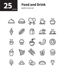 Food and drink outline icon set. Vector and Illustration.