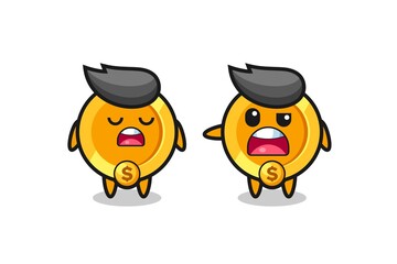 illustration of the argue between two cute dollar currency coin characters