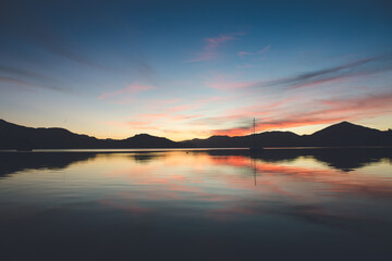 The Morning Glow in Kenepuru Sound, Marlborough Sounds, New Zealand