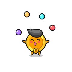the dollar currency coin circus cartoon juggling a ball