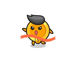 cute dollar currency coin illustration is reaching the finish