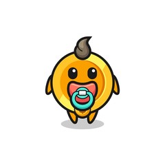 baby dollar currency coin cartoon character with pacifier