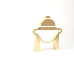 Gold Table food icon isolated on white background. 3d illustration 3D render