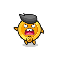 cute dollar currency coin cartoon in a very angry pose