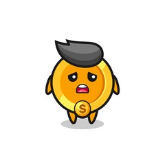 disappointed expression of the dollar currency coin cartoon