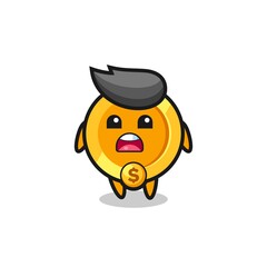dollar currency coin illustration with apologizing expression, saying I am sorry