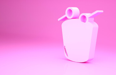 Pink Ramadan drum icon isolated on pink background. Minimalism concept. 3d illustration 3D render