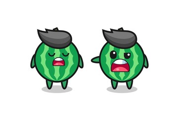 illustration of the argue between two cute watermelon characters