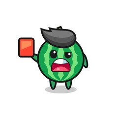 Fototapeta premium watermelon cute mascot as referee giving a red card