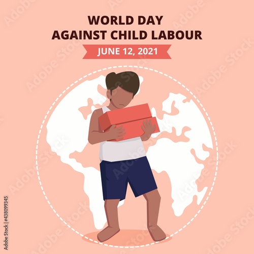 World Day Against Child Labour Background With Children Working In A Construction Field Flat Style Vector Illustration Concept Of Anti Child Exploitation Campaign For Poster And Banner Wall Mural Dean