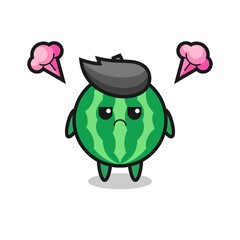 annoyed expression of the cute watermelon cartoon character