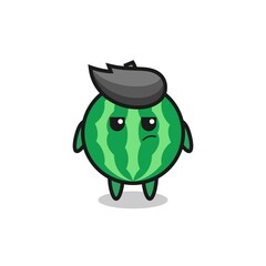 cute watermelon character with suspicious expression