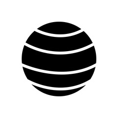 Gym Ball Vector Icon in Glyph Style. Vector illustration icon can be used for an app, website, or part of a logo.